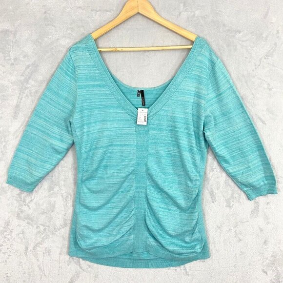 Maurices Reversible Knit Sweater Women's XXL Turquoise Blue V-Neck Scoop 2XL NWT - Picture 1 of 15